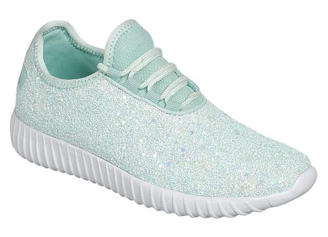 Forever Link Remy-18 Women's Fahsion Sparkling Glitter Lace Up Light Weight  Sneaker Shoes
